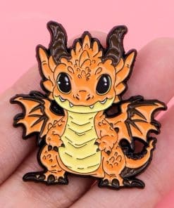 Alternative view of Little Orange Dragon Enamel Pin