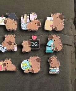 Alternative view of Student Capybara 'Pencil and Paper' Enamel Pin