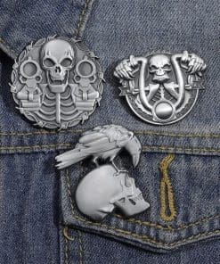 Alternative view of Retro Silver Skeleton 'Cool Punk' Enamel Pin