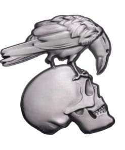 Retro Silver Skeleton 'Punk Raven' Enamel Pin