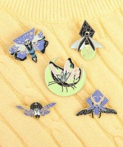 Alternative view of Glowing Insect 'Set of 5 Luminous Moth' Enamel Pin