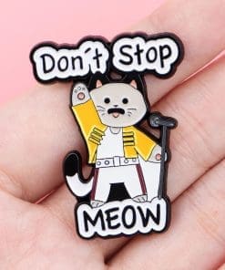 Alternative view of Rockstar Cat 'Don't Stop Meow' Enamel Pin