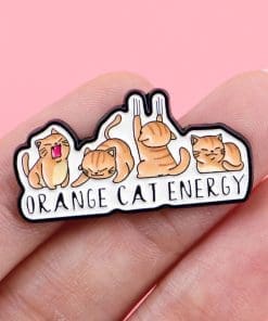 Alternative view of Orange Cat Energy Enamel Pin