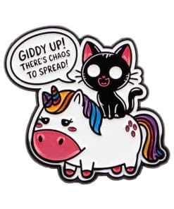 Black Cat 'Giddy Up There's Chaos To Spread Unicorn' Enamel Pin