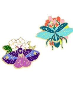Cute Insect 'Set of 2 Colorful Flower' Enamel Pin
