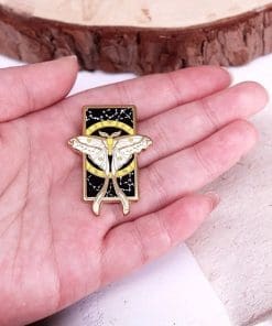Alternative view of Tarot Art 'Comet Moth' Enamel Pin
