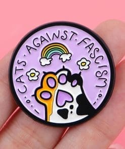 Alternative view of Paw 'Cat's Against Fascism' Enamel Pin