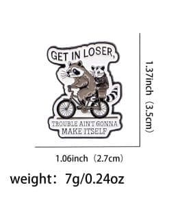Raccoon & Opossum 'Get in Loser | Trouble Ain't Gonna Make Itself' Enamel Pin - Image 4