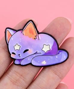 Alternative view of Gradient Purple Cat 'Star Light' Enamel Pin