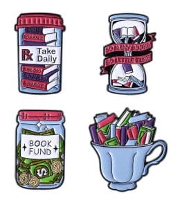 Reading Reminder 'Set of 4 Book Lover' Enamel Pin