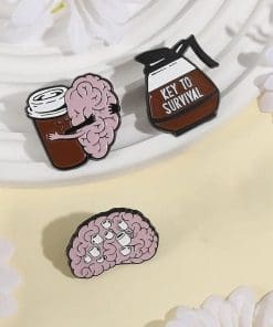 Alternative view of Coffee in My Brain Enamel Pin
