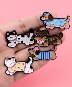 Alternative view of Dachshund 'Blue Stripes' Enamel Pin