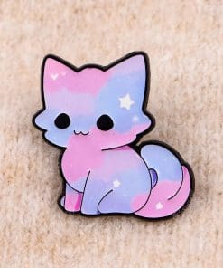 Alternative view of Gradient Pink Cat 'Wishing Star' Enamel Pin