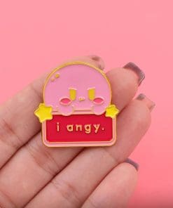 Alternative view of KIrby 'I Angy' Enamel Pin