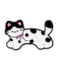 Polka White Cat 'Pink Bow Lace' Enamel Pin