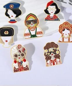 Alternative view of Russian Lady 'Sweet Curly' Enamel Pin