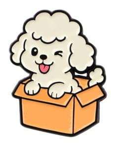 Dog in a Box 'White Poodle' Enamel Pin