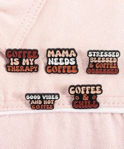 Alternative view of Stressed Blessed & Coffee Obsessed Enamel Pin
