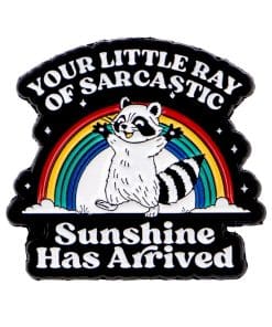 Rainbow Raccoon 'Your Little Ray of Sarcastic Sunshine Has Arrived' Enamel Pin