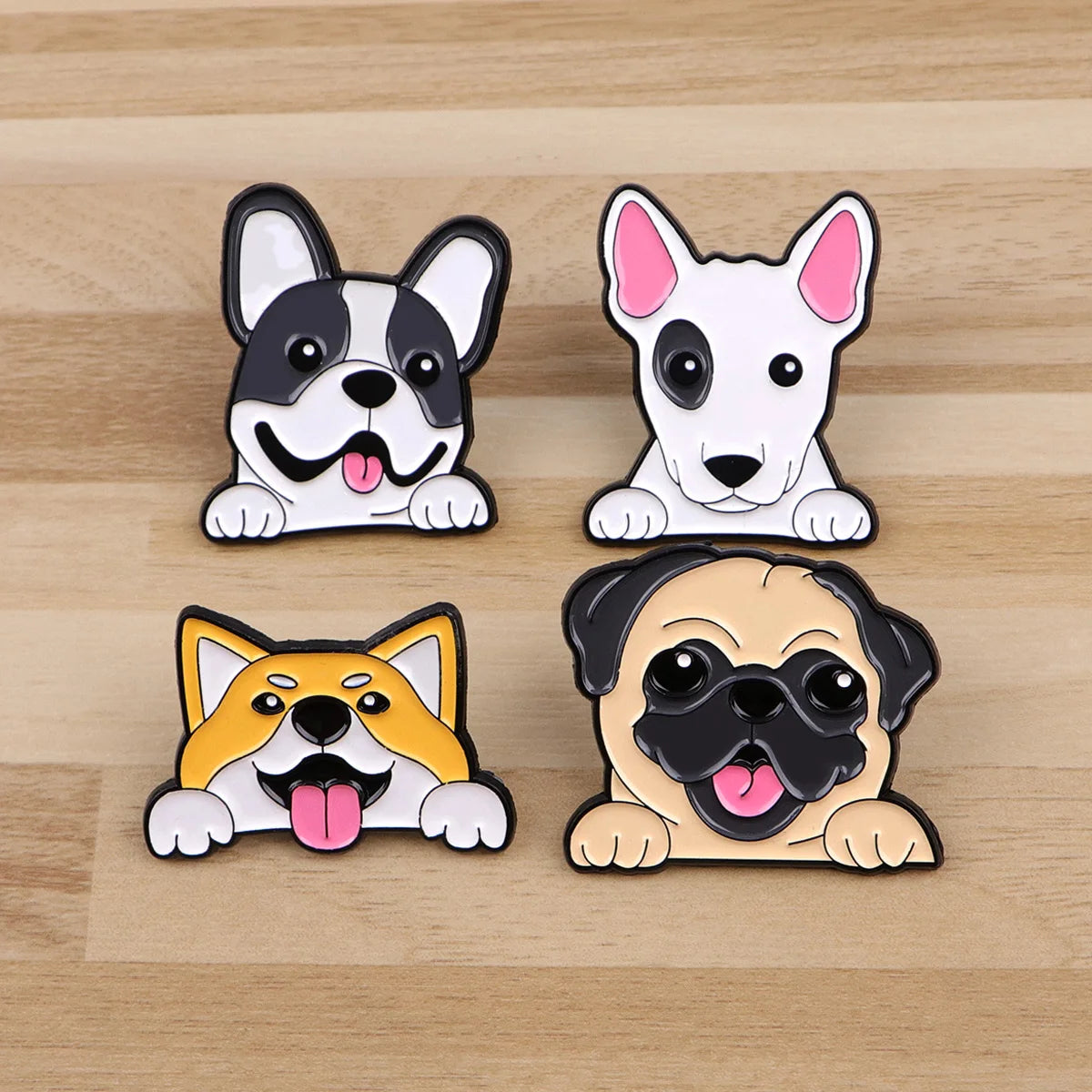 Kawaii Pet Peeking French Bulldog Enamel Pin - Image 3