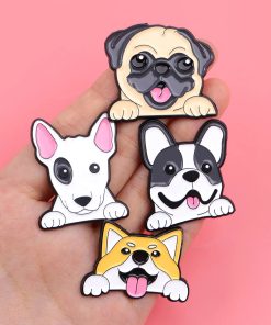 Alternative view of Kawaii Pet Peeking French Bulldog Enamel Pin