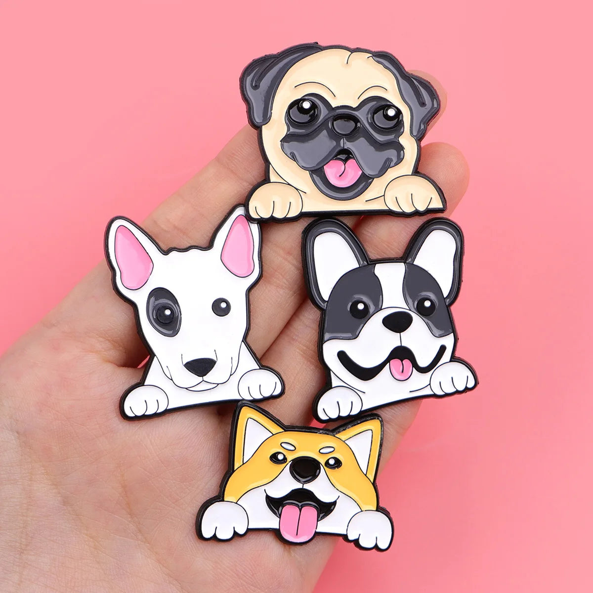 Kawaii Pet Peeking French Bulldog Enamel Pin - Image 2