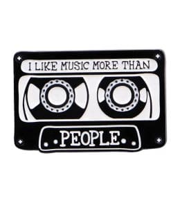 Cassette Tape I Like Music More Than People Enamel Pin