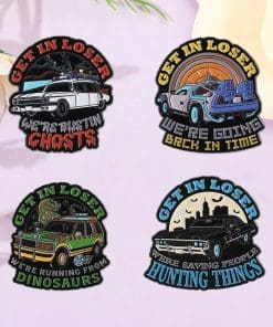 Alternative view of Punk Car Get In Losers We're Running From Dinosaurs Enamel Pin