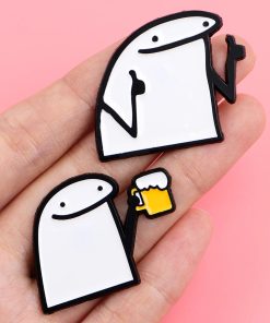 Flork Meme Pink Daisy Enamel Pin - Image 4