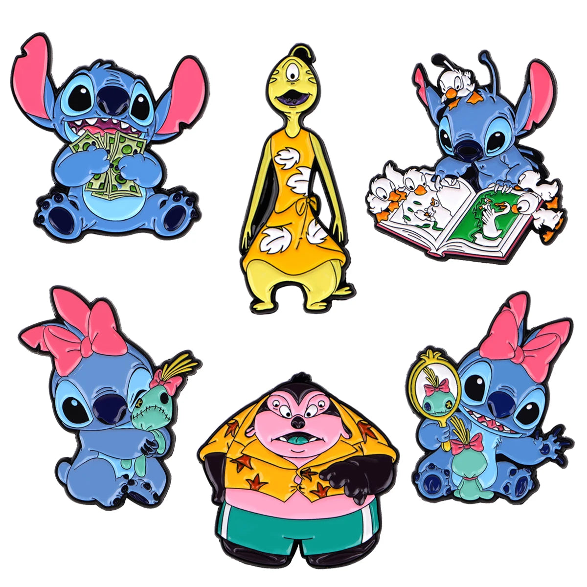Lilo and Stitch Kawaii Stitch Pink Bow and Scrump Enamel Pin - Image 4