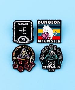 Alternative view of DnD 'Dungeon Meowster Cat' Enamel Pin