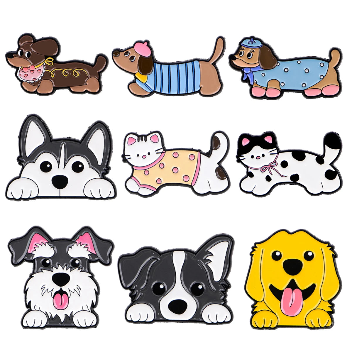 Kawaii Pet Peeking Set of 4 Dogs Enamel Pin - Image 4