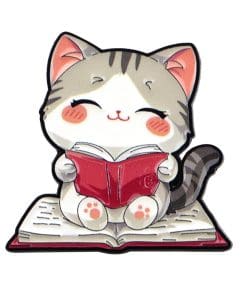 Kitty Cat 'Nerdy Reader' Enamel Pin