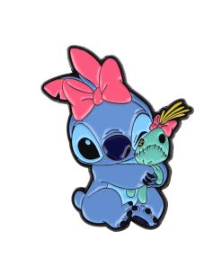 Lilo and Stitch Kawaii Stitch Pink Bow and Scrump Enamel Pin