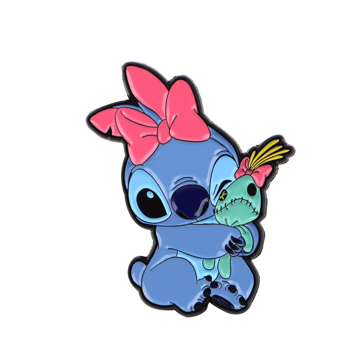 Lilo and Stitch Kawaii Stitch Pink Bow and Scrump Enamel Pin