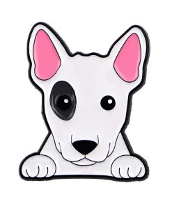 Kawaii Pet Peeking Bull Terrier Enamel Pin