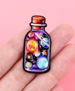 Alternative view of Starry Sky Planet Bottle Enamel Pin