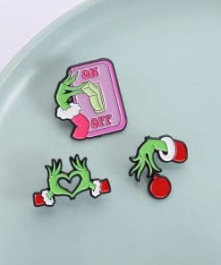 Alternative view of The Grinch Hand Heart Enamel Pin