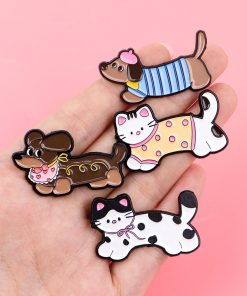 Alternative view of Kawaii Dachshund Pet Dog Enamel Pin