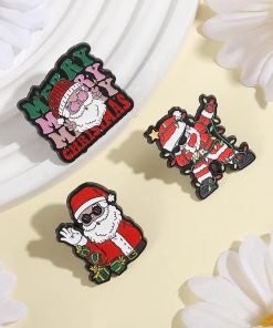 Alternative view of Santa Claus Swag in Christmas Lights Enamel Pin