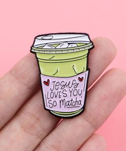 Alternative view of Jesus Loves You So Matcha Enamel Pin