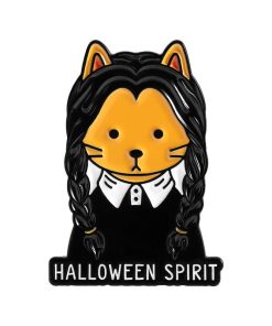 Halloween Spirit Wednesday Cat Enamel Pin