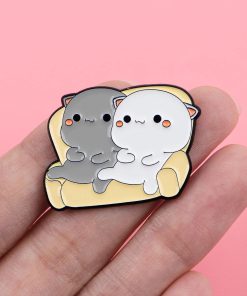 Alternative view of Kawaii Couple Cat Enamel Pin