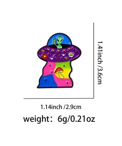 Alternative view of Colorful in a UFO Enamel Pin