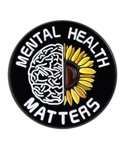 Mental Health Matters Brain And Sunflower Enamel Pin