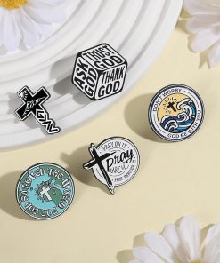 Ask God Trust God Thank God Enamel Pin - Image 3