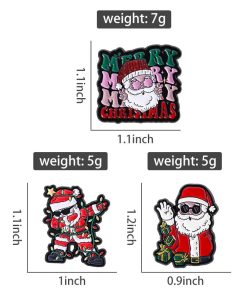 Santa Claus Merry Merry Merry Christmas Enamel Pin - Image 5