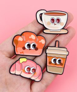 Alternative view of Breakfast Set of 7 Breads and Coffee Enamel Pin