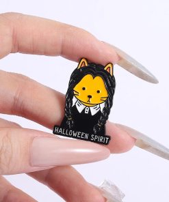 Alternative view of Halloween Spirit Wednesday Cat Enamel Pin