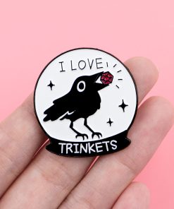 Alternative view of Crow I Love Trinkets Enamel Pin